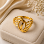Elegant Oval Wave Gold Ring