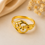 Elegant Blue Enamel Gold Ring