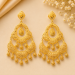 Elegant 18K Gold Filigree Jhumka Earrings